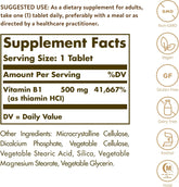 Solgar Vitamin B1 (Thiamin) 500 Mg, 100 Tablets - Energy Metabolism, Healthy Nervous System